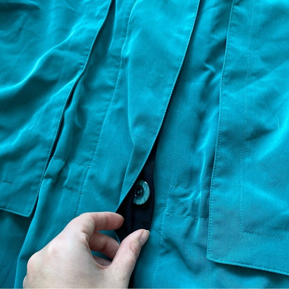 80s Vintage Teal Turquoise Trench Style Jacket - Picture 11 of 11